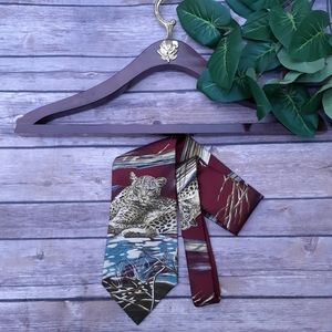 Morgan Hart 💯 Silk wild leopard cats safari tie